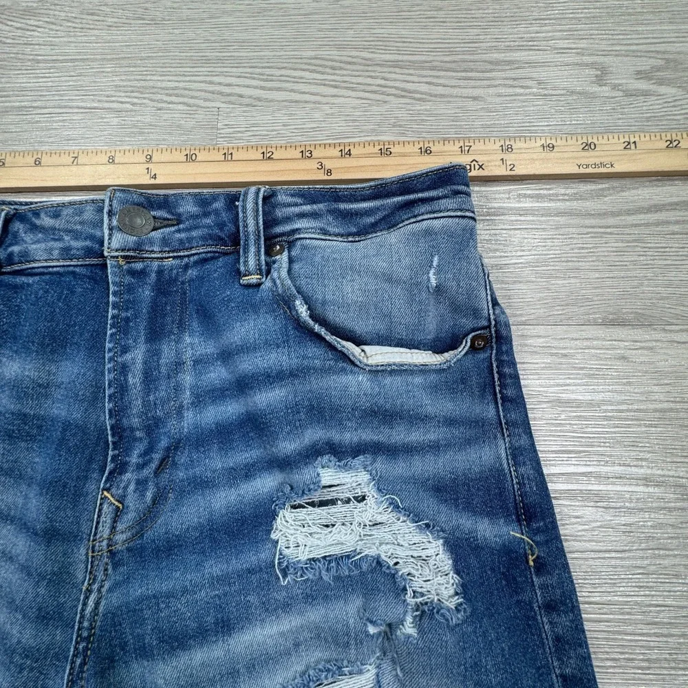 American Eagle Men's Denim Shorts Athletic Fit Distressed Blue 32 Raw Hem Ripped